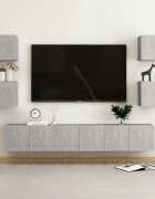 vidaXL Комплект ТВ шкафове от 7 части бетонно сиви инженерно дърво
