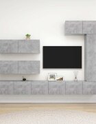vidaXL Комплект ТВ шкафове от 7 части бетонно сиви инженерно дърво