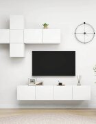 vidaXL Комплект ТВ шкафове от 7 части бял инженерно дърво