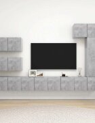 vidaXL Комплект ТВ шкафове от 8 части бетонно сиви инженерно дърво