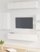 vidaXL Комплект ТВ шкафове от 8 части инженерно дърво Бял гланц