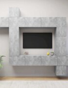 vidaXL Комплект ТВ шкафове от 9 части бетонно сиви инженерно дърво