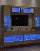vidaXL Комплект ТВ стенни шкафове 6 части с LED светлини сонома дъб