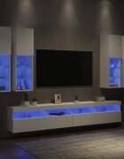 vidaXL Комплект ТВ стенни шкафове 7 части с LED светлини бели