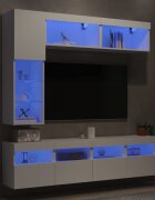 vidaXL Комплект ТВ стенни шкафове 7 части с LED светлини бели