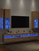 vidaXL Комплект ТВ стенни шкафове 7 части с LED светлини сонома дъб