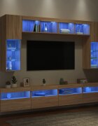 vidaXL Комплект ТВ стенни шкафове 8 части с LED светлини сонома дъб