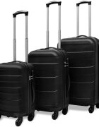 vidaXL Комплект твърди куфари от три части черен 455/55/66 см