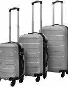 vidaXL Комплект твърди куфари от три части сребрист 455/55/66 см