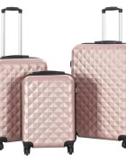 vidaXL Комплект твърди куфари с колелца 3 бр розово злато ABS