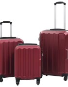 vidaXL Комплект твърди куфари с колелца 3 бр виненочервен ABS