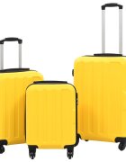 vidaXL Комплект твърди куфари с колелца 3 бр жълти ABS