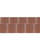 vidaXL Комплект WPC ограда 10 квадратни + 1 скосена 1830x186 см кафява