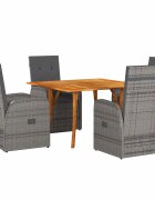vidaXL Комплект за хранене в градината 5 бр. Сив полиратан