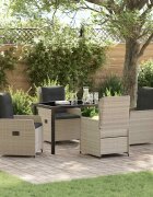vidaXL Комплект за хранене в градината 5 бр. Светлосиво полиратан