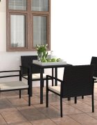 vidaXL Комплект за хранене в градината 5 pcs Черно полиратан