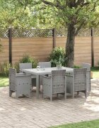 vidaXL Комплект за хранене в градината 7 бр. Светлосиво Ратан Polt