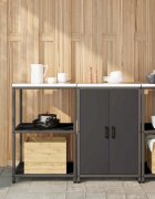 vidaXL Комплект за кухненско съхранение HATTEM 2 бр. Черно
