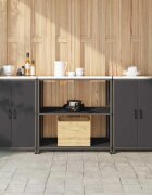 vidaXL Комплект за кухненско съхранение HATTEM 3 бр. Черно