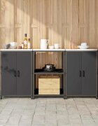 vidaXL Комплект за кухненско съхранение HATTEM 3 бр. Черно