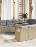 vidaXL Комплект за отдих 9 бр. Бежово Полиратан