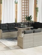 vidaXL Комплект за отдих 9 бр. Светлосиво Полиратан
