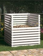 vidaXL Компостер бял 100x100x102 см борово дърво масив