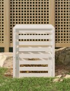 vidaXL Компостер бял 635x635x775 см борово дърво масив