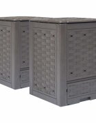 vidaXL Компостери 2 бр кафяви 60x60x83 см 600 л пластмасов ратан