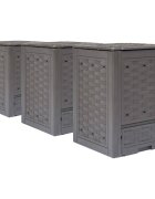 vidaXL Компостери 3 бр кафяви 60x60x83 см 900 л пластмасов ратан
