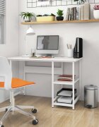 vidaXL Компютърно бюро бяло 105x50x72 см МДФ и метал