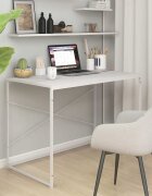 vidaXL Компютърно бюро бяло 110x60x70 см инженерно дърво