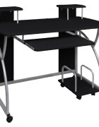 vidaXL Компютърно бюро черно 110x52x885 см инженерно дърво