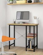 vidaXL Компютърно бюро черно и светъл дъб 80x40x72 см МДФ и метал