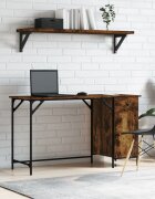 vidaXL Компютърно бюро опушен дъб 131x48x75 см инженерно дърво