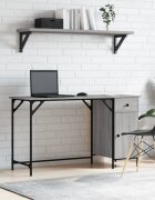 vidaXL Компютърно бюро сив сонома 131x48x75 см инженерно дърво