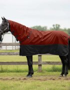 vidaXL Конско одеяло Бордо и черен 115 cm Полиестер