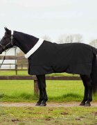 vidaXL Конско одеяло Черно 145 cm Полар флийс