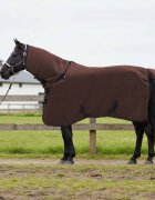 vidaXL Конско одеяло Пълно тъмно кафяво 155 cm Полиестерен флийс