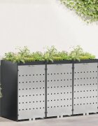 vidaXL Контейнер за съхранение на 3 коша Неръждаема стомана Антрацит