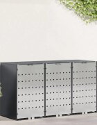 vidaXL Контейнер за съхранение на 3 коша Неръждаема стомана Антрацит