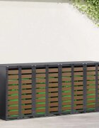 vidaXL Контейнер за съхранение на 3 коша Стомана Антрацит