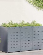 vidaXL Контейнер за съхранение на 3 коша Светлосиво