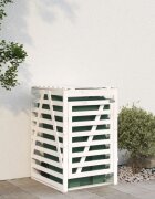 vidaXL Контейнер за съхранение на кош бял 84x90x1285 см бор масив
