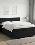vidaXL Континентално легло с матрак Черно 160 x 200 cm Текстил