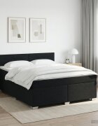 vidaXL Континентално легло с матрак Черно 180 x 200 cm Текстил