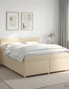 vidaXL Континентално легло с матрак Кремаво 140 x 190 cm Текстил