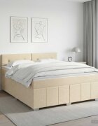 vidaXL Континентално легло с матрак Кремаво 140 x 190 cm Текстил