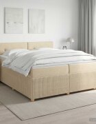 vidaXL Континентално легло с матрак Кремаво 200 x 200 cm Текстил