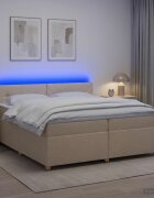 vidaXL Континентално легло с матрак Кремаво 200 x 200 cm Текстил
